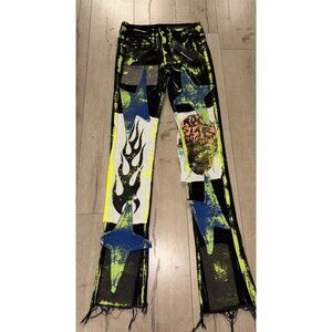 Rockstar Original Mens Black Paint Neon Flare Cargo Jeans 30 Punk Grunge Y2k